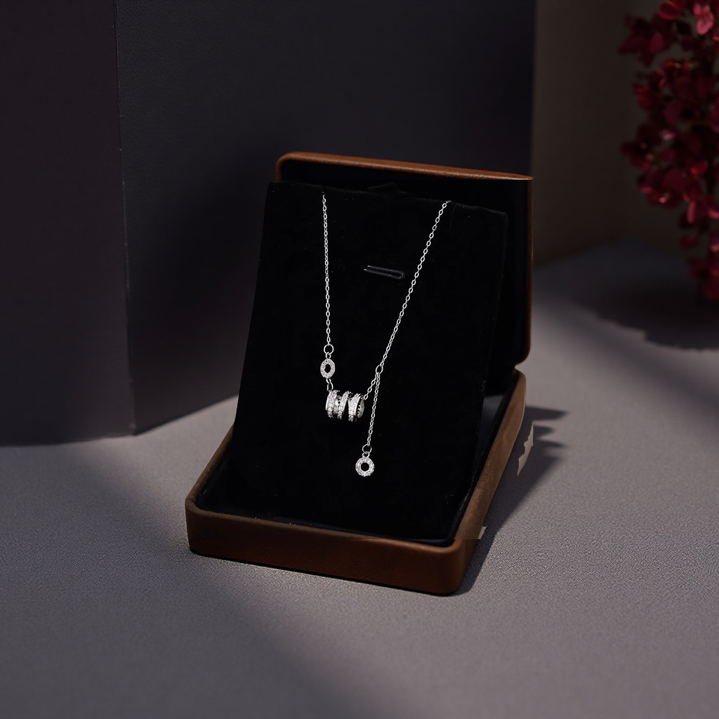 银萃999纯银小蛮腰镶钻轻奢锁骨链圣诞节礼物时尚潮流项饰品