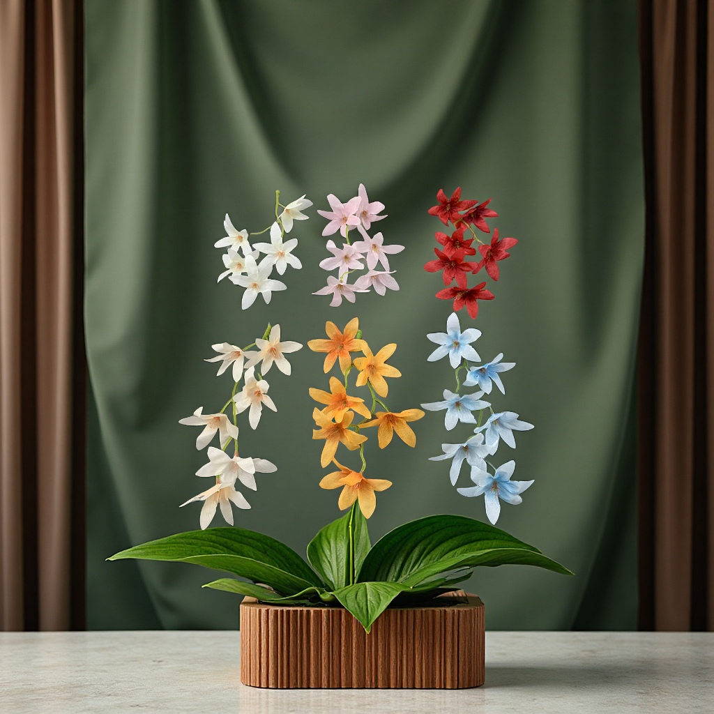 文心兰花串DIY发簪头饰花环婚礼花墙花柱插花仿真园艺装饰品办公文化仿真植物