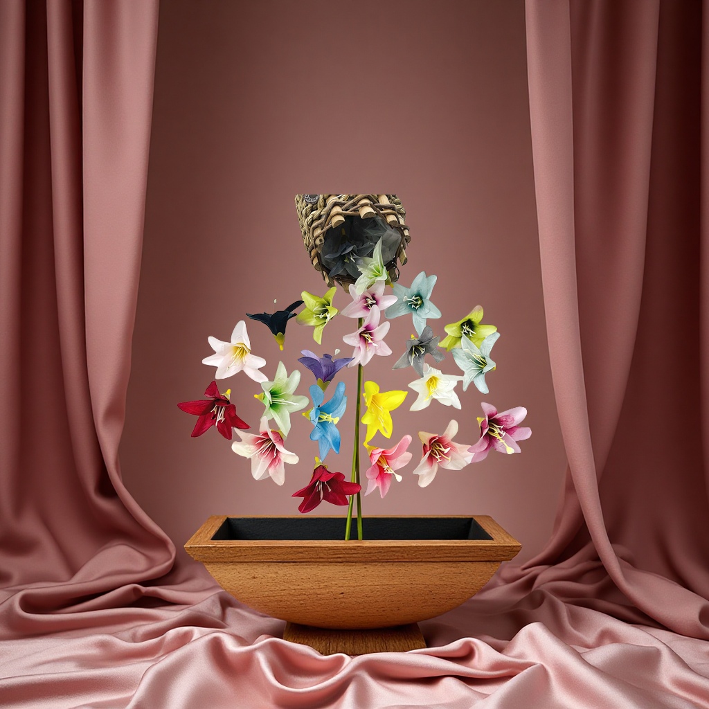 DIY simulated small lily and orchid flower heads, ethnic minority headwear, flower hairpin material package, souvenir accessories, office culture, simulated garden plants Specification image