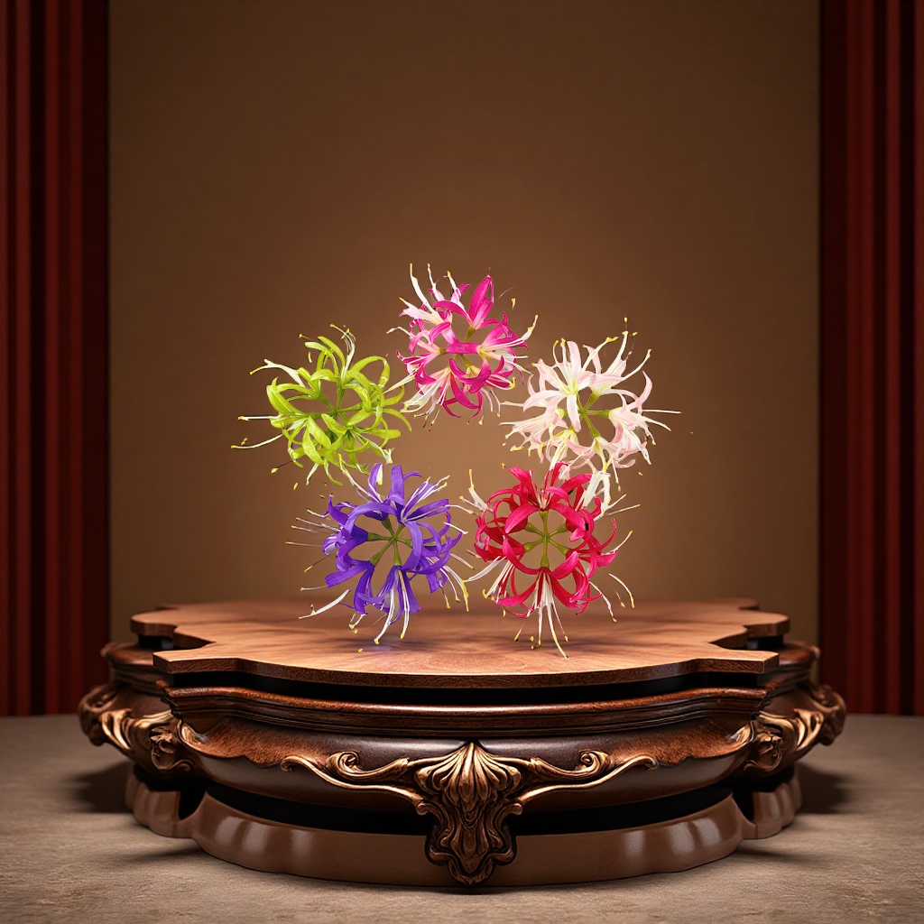 Wind and rain orchid, Red spider lily flower head, manjussa flower simulation flower art, ancient-style Hanfu photo decoration, office culture, garden, rose ornaments details Picture