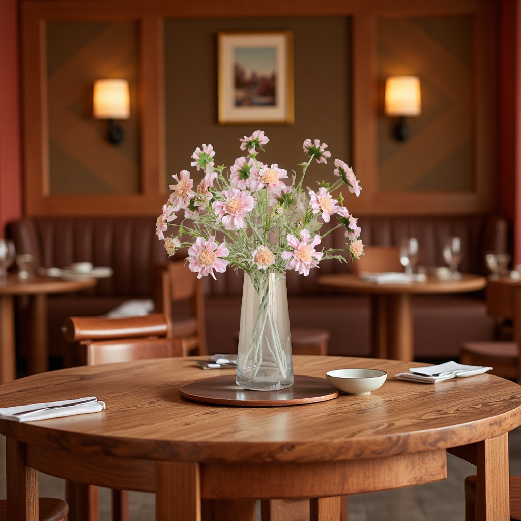 高品质仿真植绒车轮菊波斯菊家居酒店餐桌花艺装饰绢花仿真花礼盒办公文化园艺装饰品
