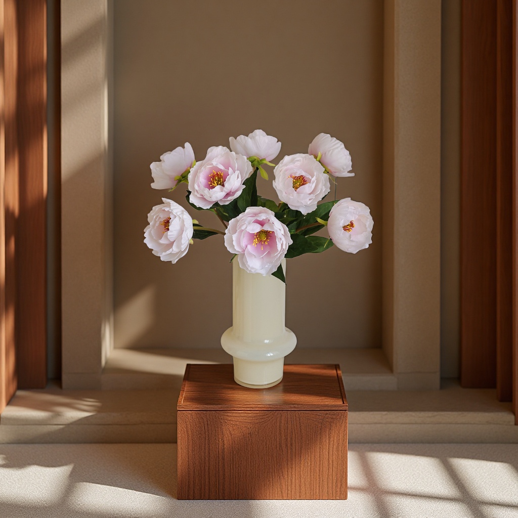 单枝国风富贵牡丹芍药仿真花家居软装婚礼布景办公文化园艺装饰品