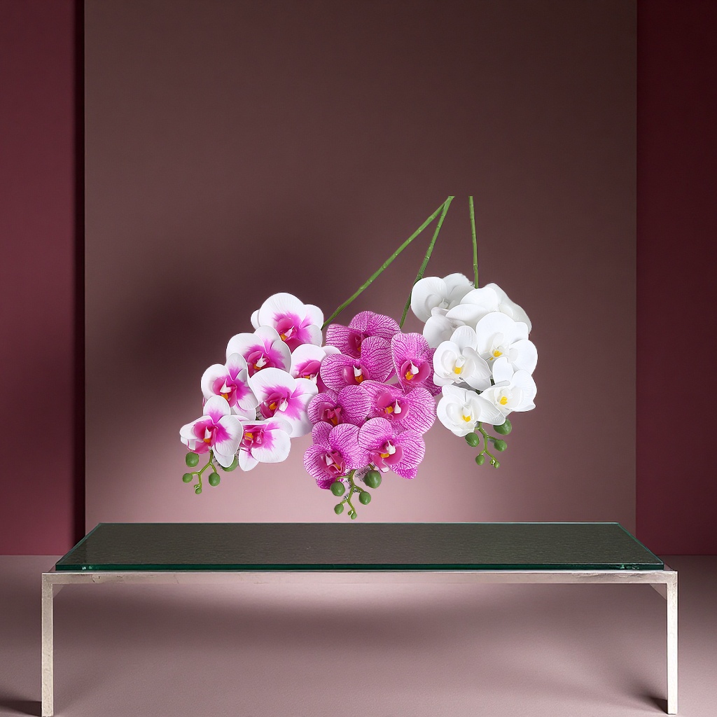 3D手感蝴蝶兰假花单支胶片高级感家居婚礼装饰办公文化仿真玫瑰园艺用品