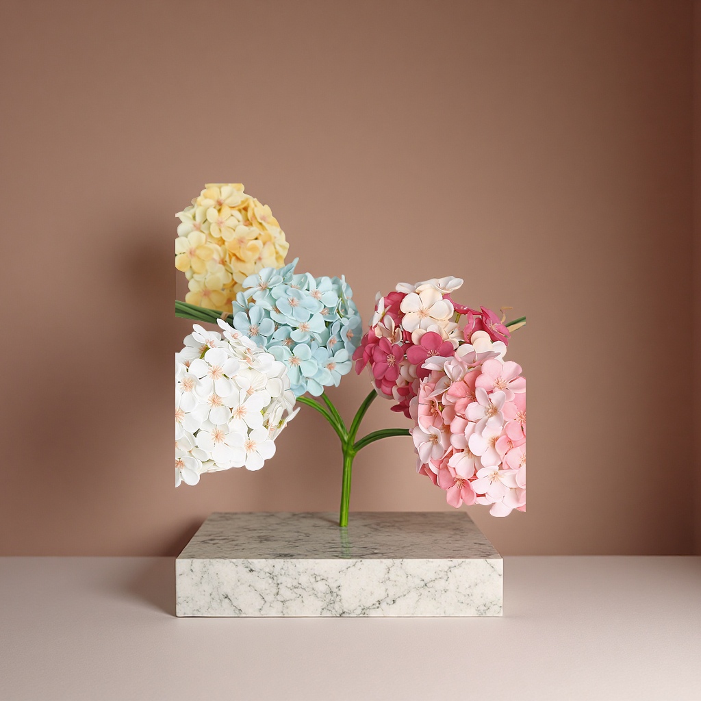 仿真花7叉49片五瓣绣球花高级感成品婚礼家居装饰摄影道具塑料花