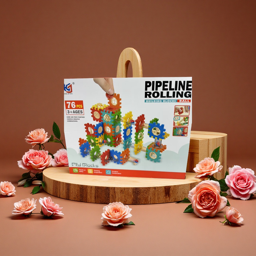 创意滚珠轨道积木76颗粒儿童益智拼装玩具多彩积木组合趣味建构详情图1