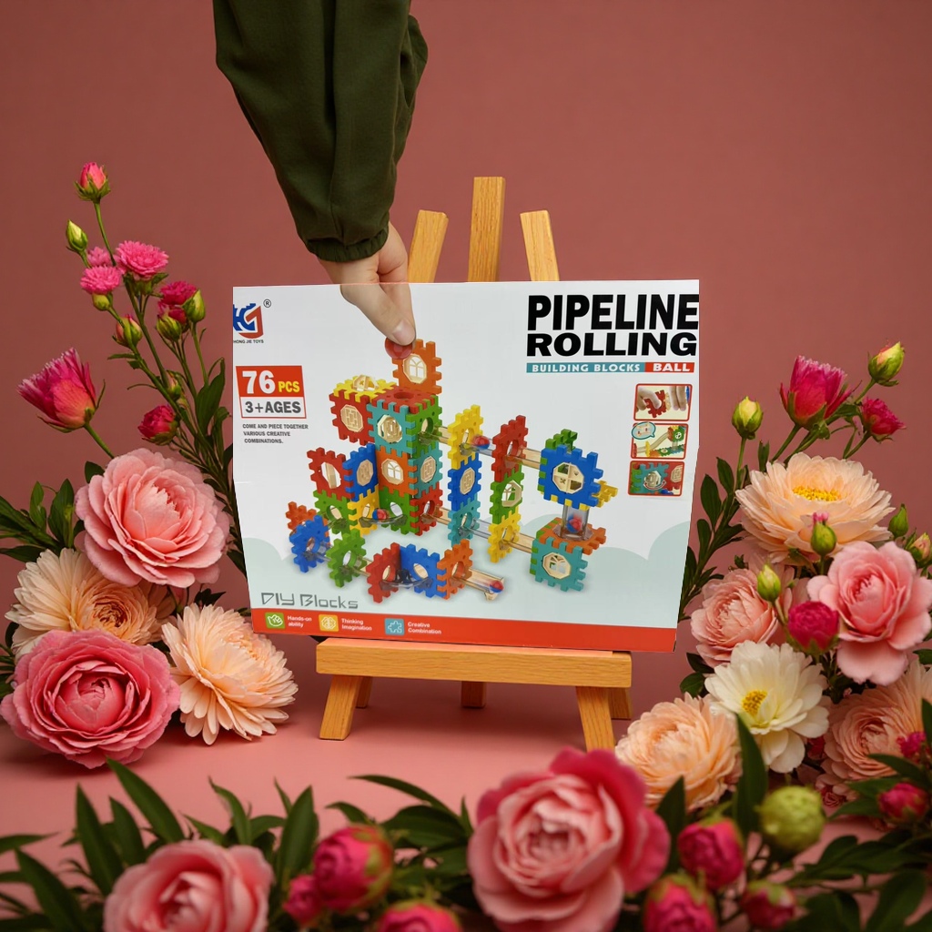 创意滚珠轨道积木76颗粒儿童益智拼装玩具多彩积木组合趣味建构详情图3