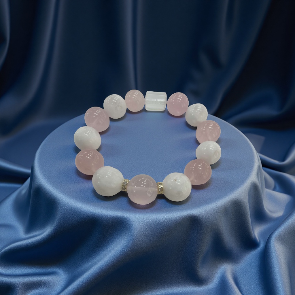 天然水晶白幽灵马粉晶高端设计款14mm