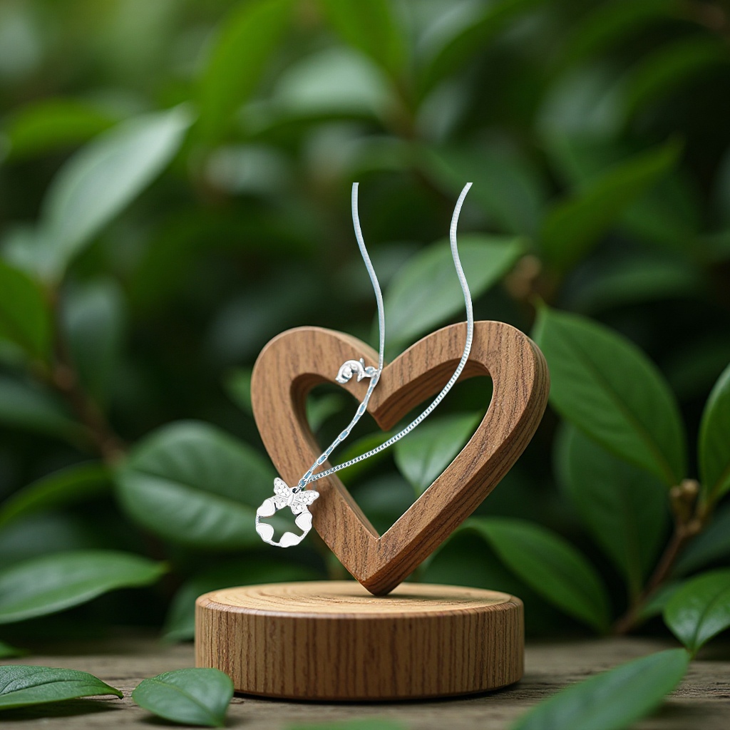 Butterfly heart, broken ice, pure silver necklace, female dolphin, forest style, fresh and pure silver collarbone chain, Qixi birthday gift, accessories, clothing, long style Specification image