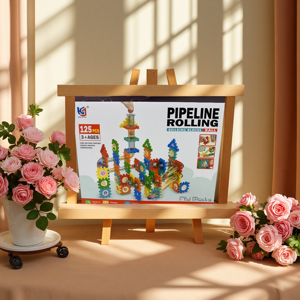 积木玩具轨道滚珠益智组合125颗粒儿童拼装创意玩具趣味学习新款