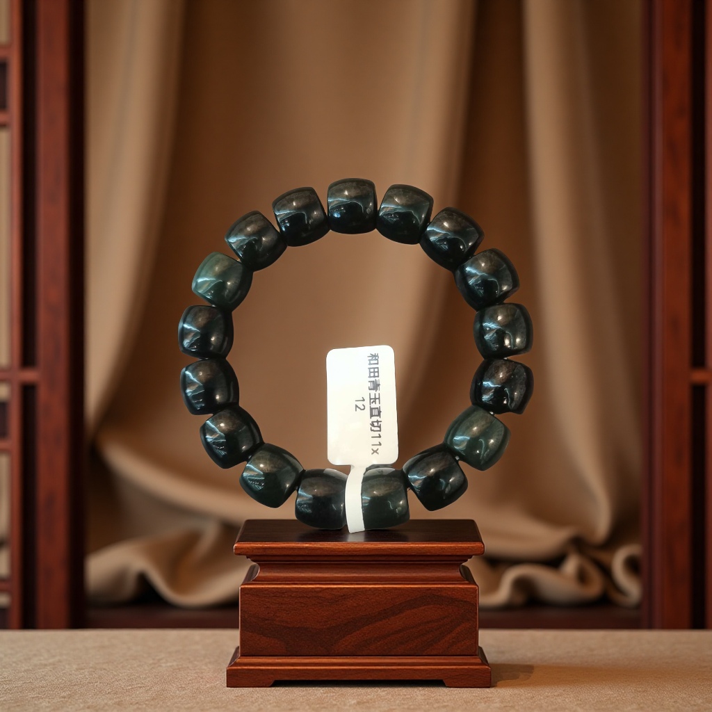 和田玉手链天然玉石玉器手工编织时尚简约女士饰品礼物送女友 适合日常佩戴