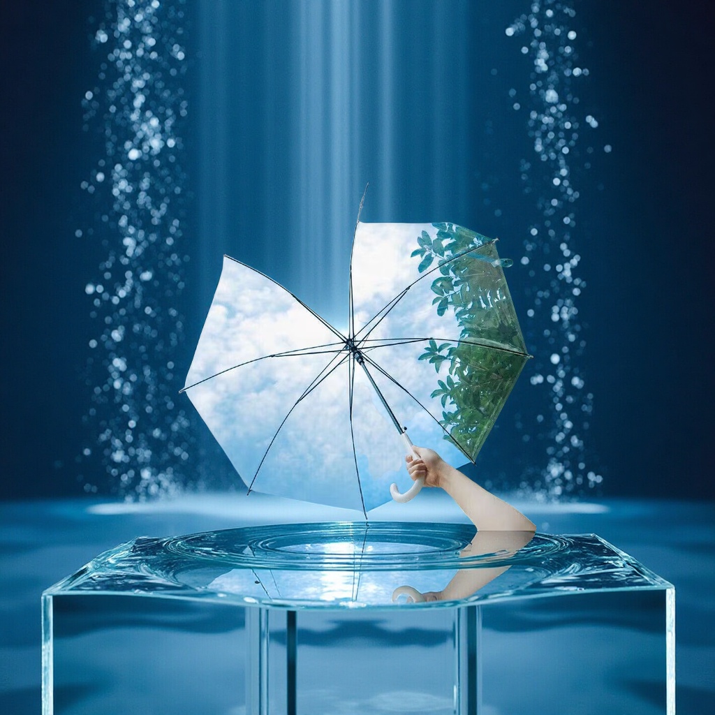 Transparent advertising umbrella, a popular female brand, is a non-disposable automatic opening and closing sunshade and wind shield with LOGO printing Specification image