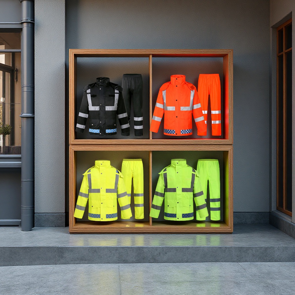 执勤300D牛津布分体雨衣户外交通安全反光雨衣防暴雨雨裤日用百货挡风遮阳防雨工具连体雨披