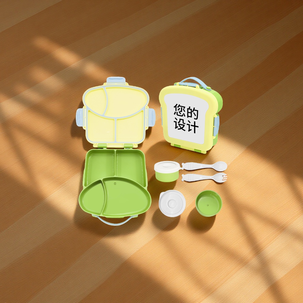 Creative children's heat transfer lunch box, microwave oven, food-grade fruit lunch box with fork and spoon, office worker toaster, sandwich machine, household kitchen appliances details Picture