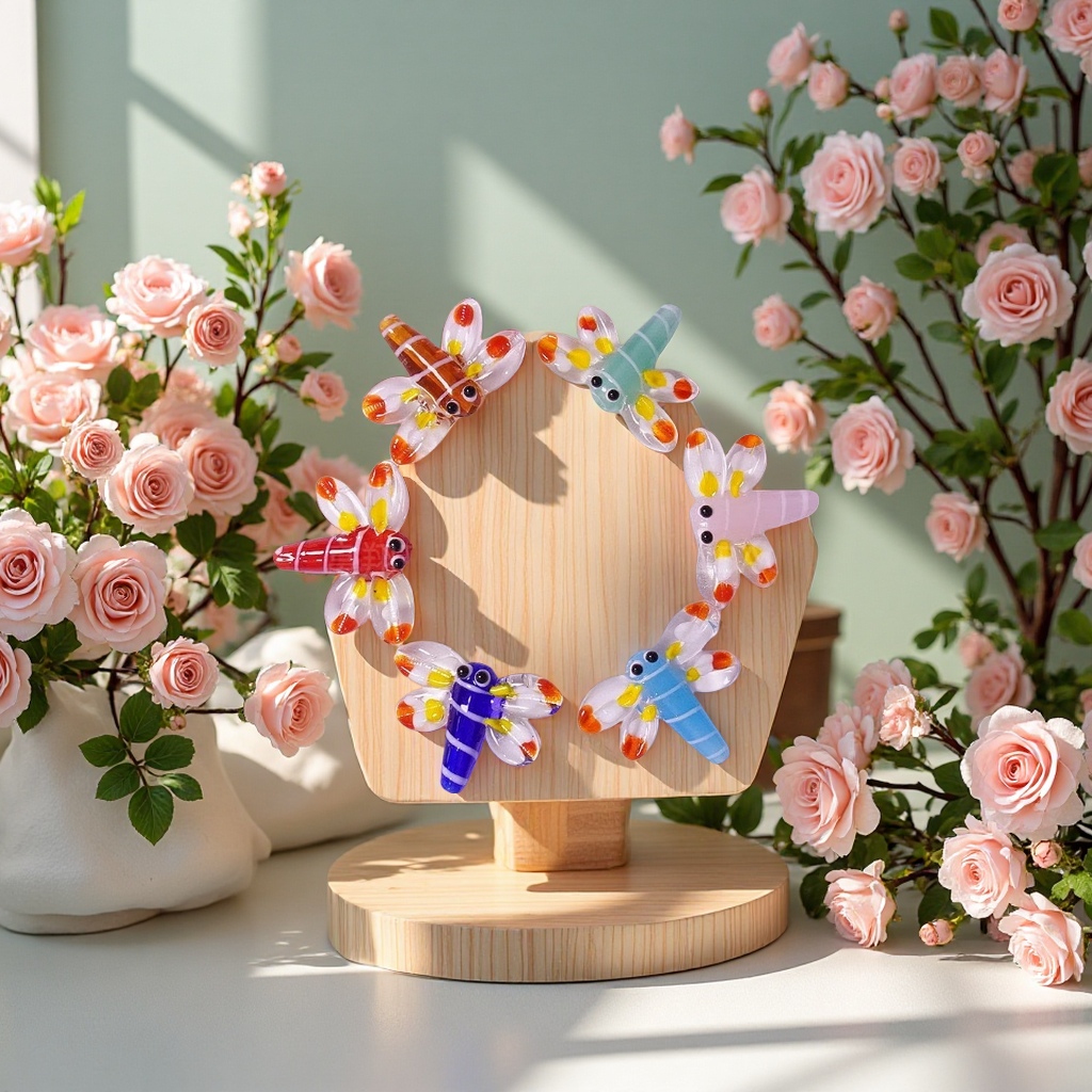 手工琉璃卡通蜻蜓工艺品厂家直销创意摆件手工艺礼品装饰品白底实物图