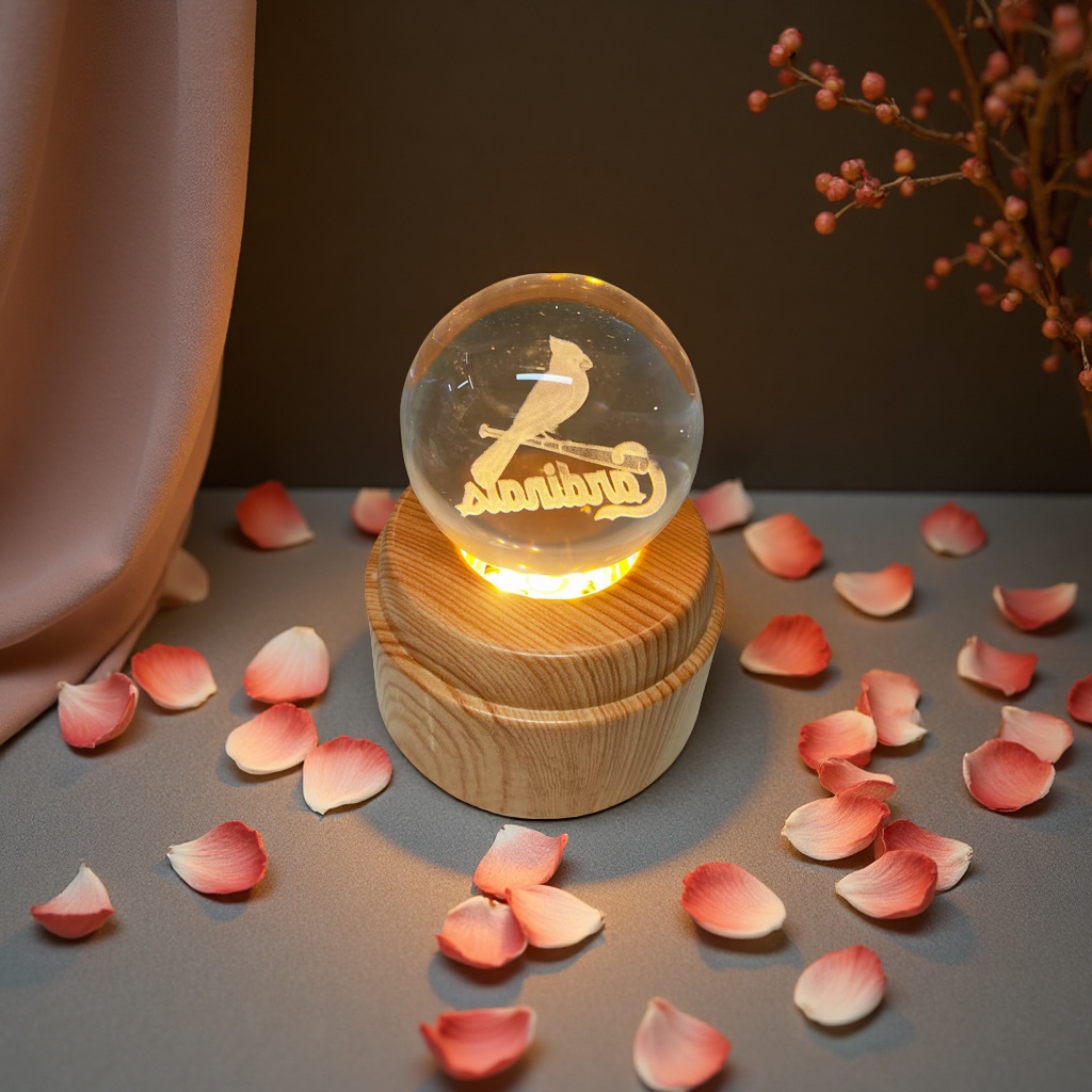 水晶球旋转小夜灯，6㎝   8㎝   卡通   情侣  玫瑰花   情人节礼物，母亲节   父亲节  斋月  各种定制图案。细节图