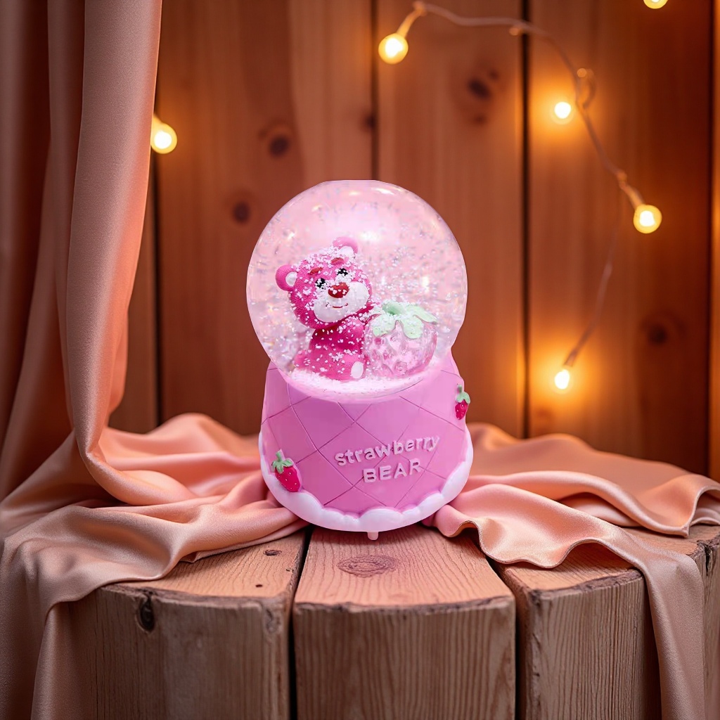 音乐玻璃树脂水晶球音乐盒，100号 80号  飘雪旋转灯光，情人节礼物，卡通人物，斋月，母亲节，父亲节，各种节日礼品。产品图