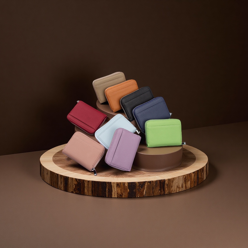 头层牛皮女士钱包百搭RFID防磁分格零钱包真皮硬币包跨境批发女士胸包