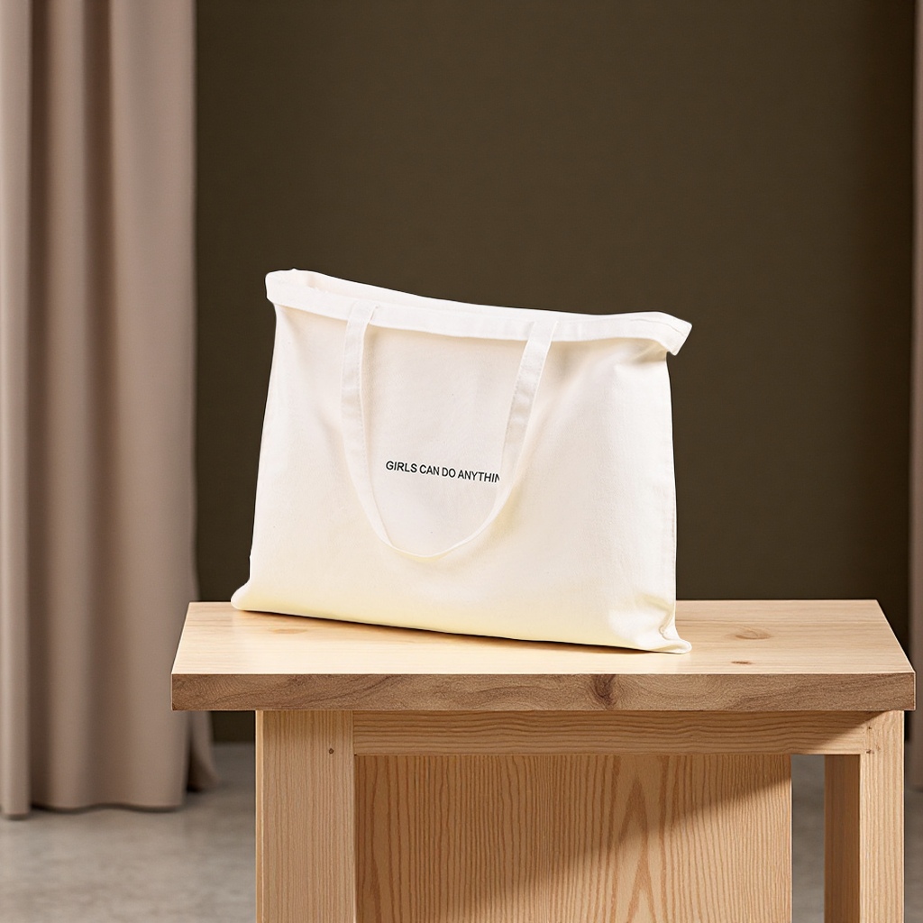 Customized blank canvas bag for students, high-end commuting, portable advertising and promotion, single-shoulder cotton bag, fabric type packaging details Picture