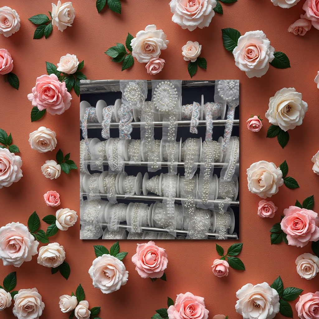 珠子花边装饰花个条码标签服装鞋包手工DIY配件多色可选