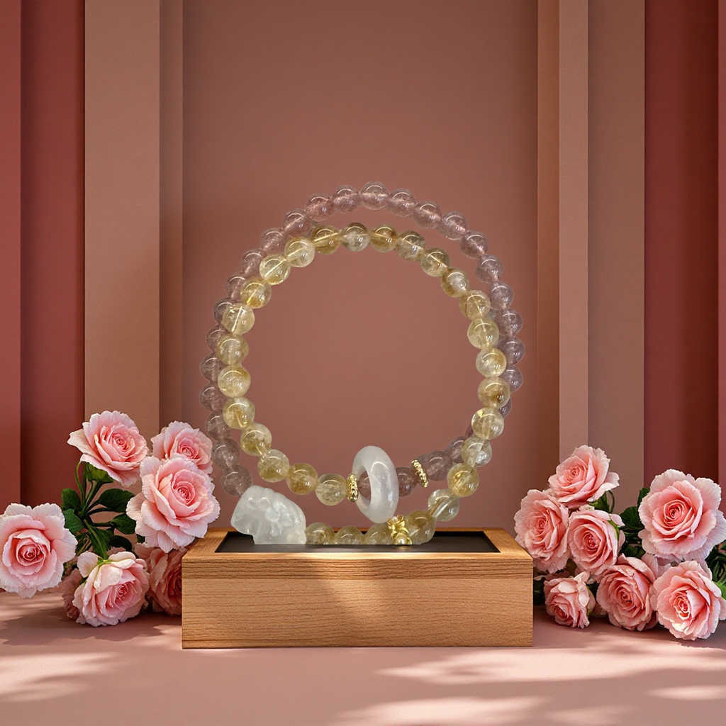 手串天然玉石手链男女款多彩佛珠手工编织饰品时尚潮流礼物