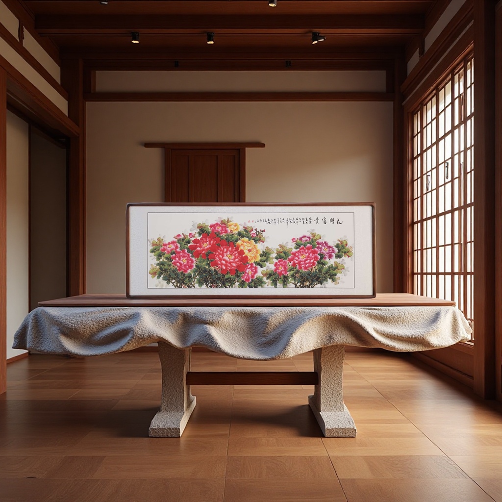 The 60x160 traditional Chinese painting art hanging and decorative painting display frame made of acrylic with rounded corners features a transparent base plate that is simple and modern Application Scenario