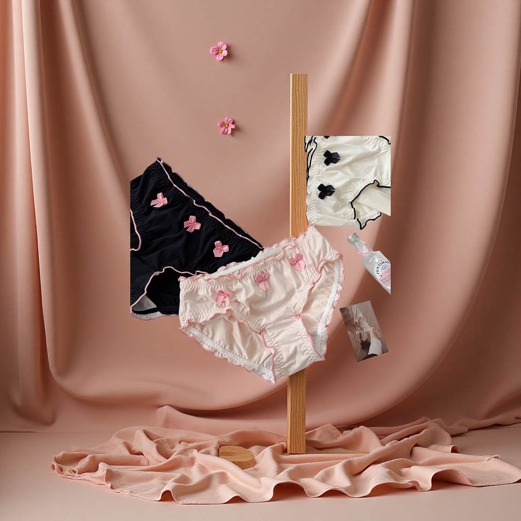 秋季新款少女纯棉抑菌裆蝴蝶结中腰三角短裤透气包臀童装儿童内衣内裤