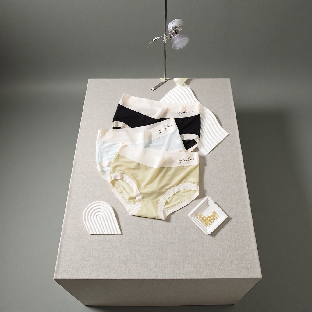 工厂冰丝无痕面膜裤女中腰棉质抗菌透气学生少女三角内裤