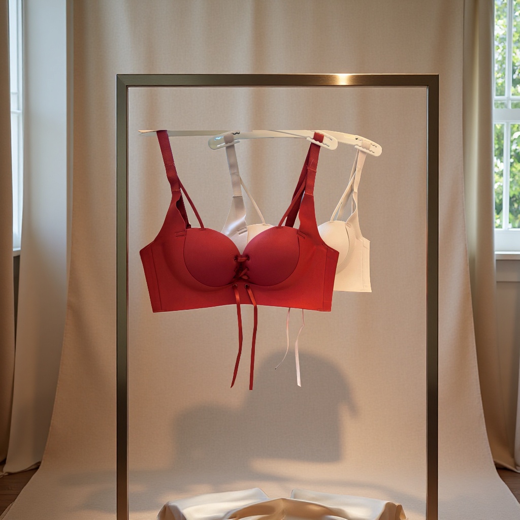 工厂现货新款舒适透气小胸半杯聚拢绑带圆球杯无钢圈内衣文胸女款