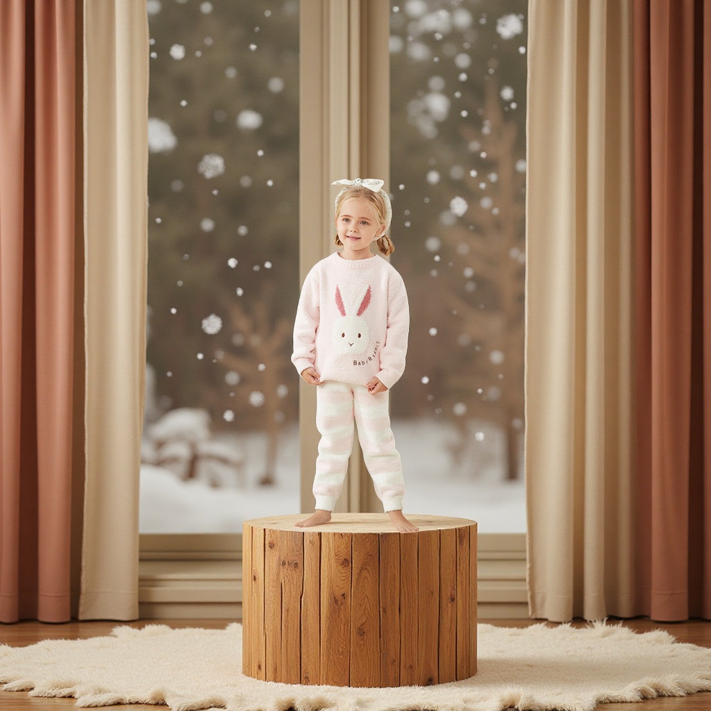 童装秋冬宝宝儿童款半边绒加厚保暖珊瑚绒家居服软绵绵冬季款童家居服