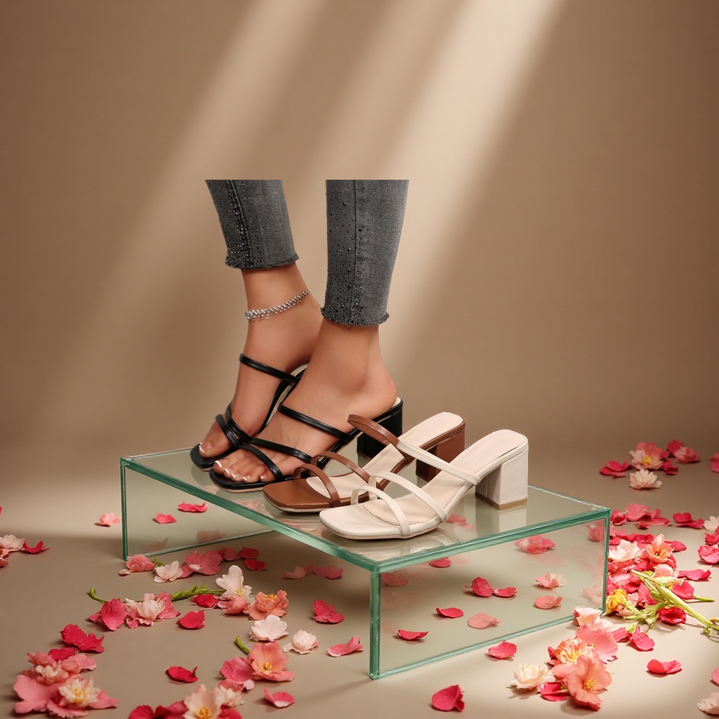 2025新款夏季黑色细带仙女风中跟凉拖鞋女外穿粗跟一字带女鞋舒适百搭