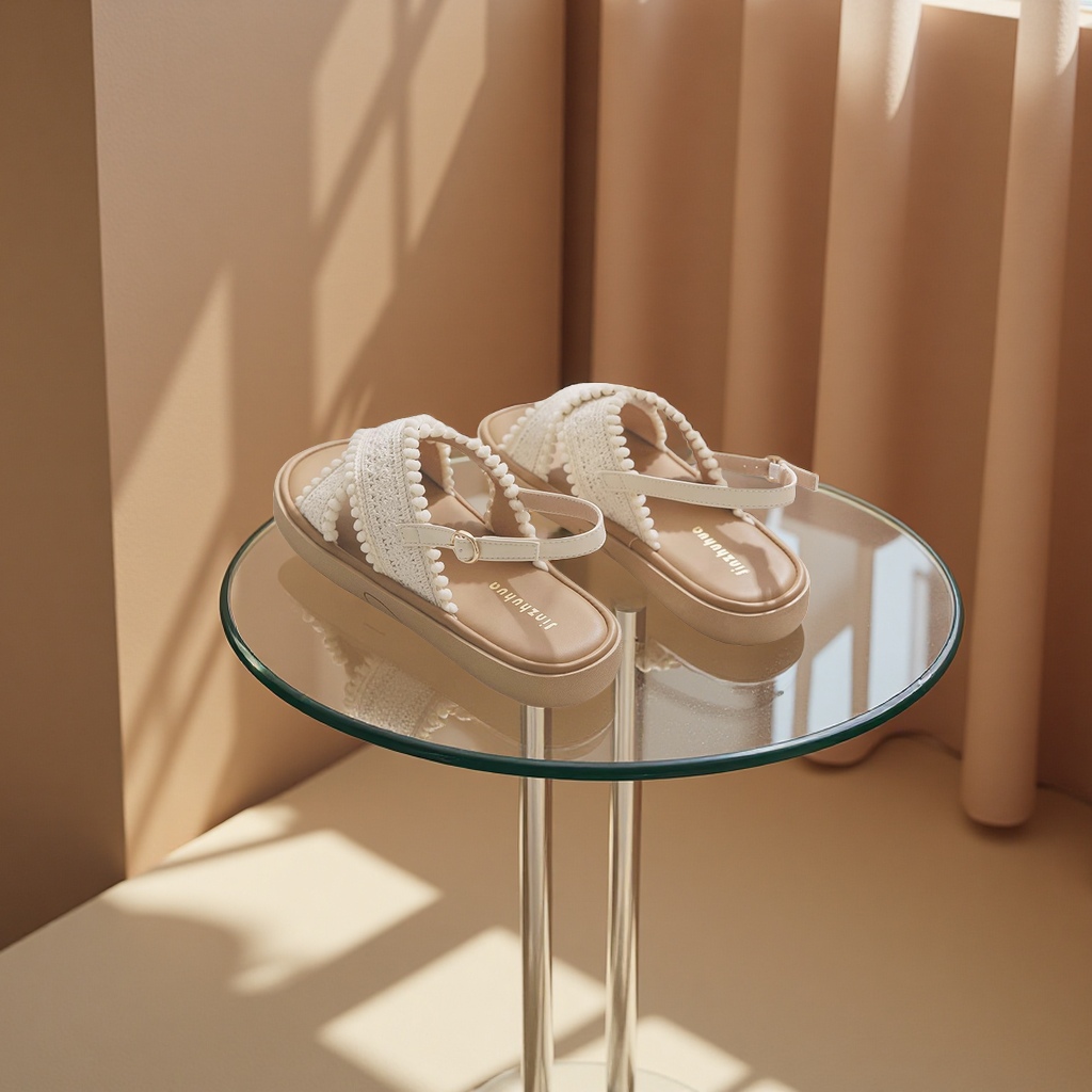 法式小凉鞋女夏季真皮平底百搭不累脚配裙子2025新款夜店服饰配件