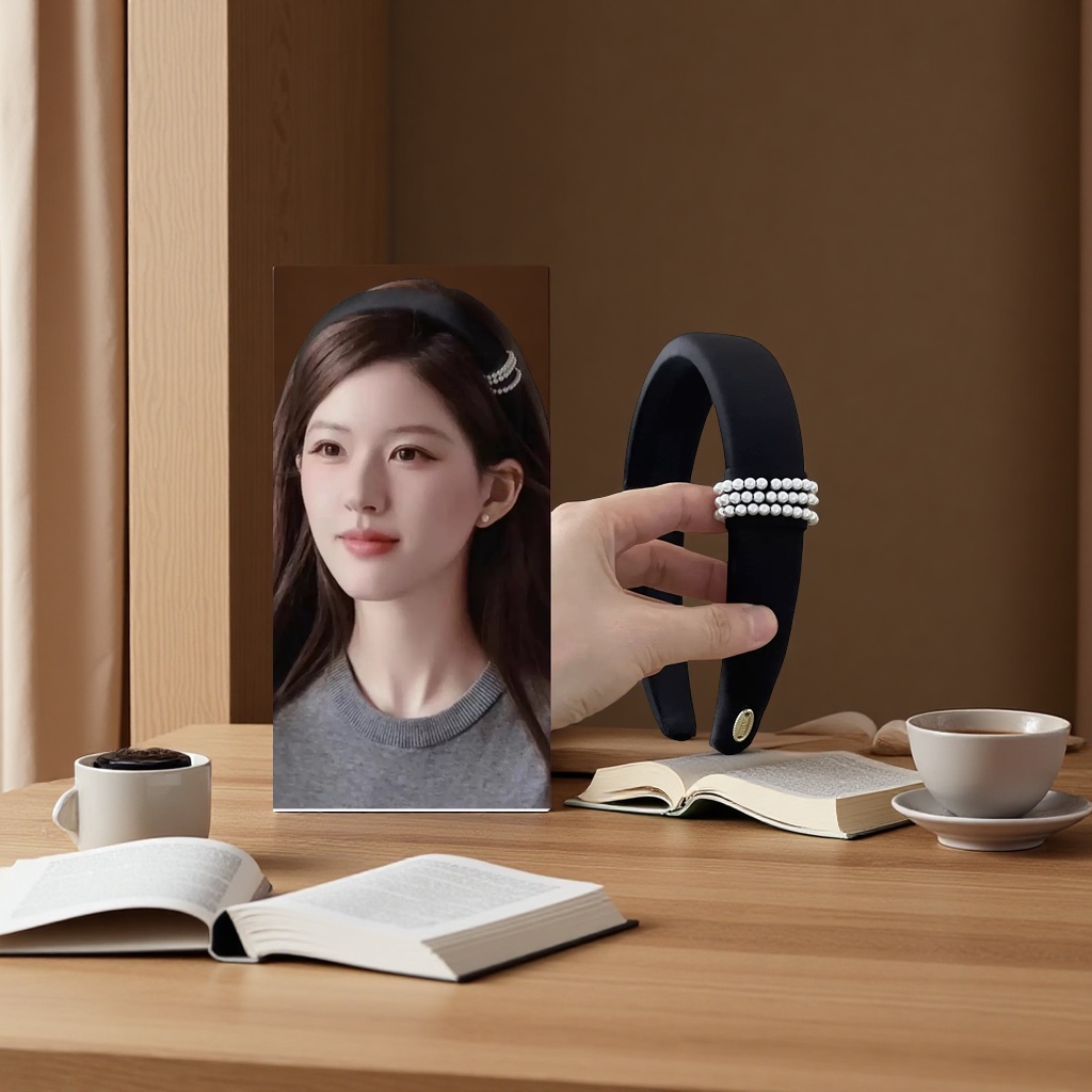 精致赵露思同款黑色珍珠发箍高级感轻奢极简大方发卡高颅顶发饰女款发箍