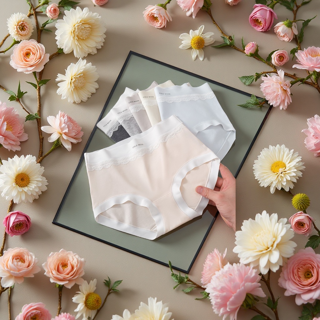 新疆长绒棉少女法式浪漫亲肤透气细腻提花女士三角内裤 时尚舒适透气内衣内裤女款