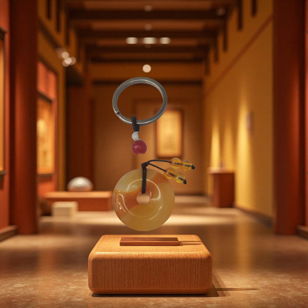 玛瑙平安扣钥匙扣手工挂件吉祥饰品个性创意钥匙链礼品送礼佳品