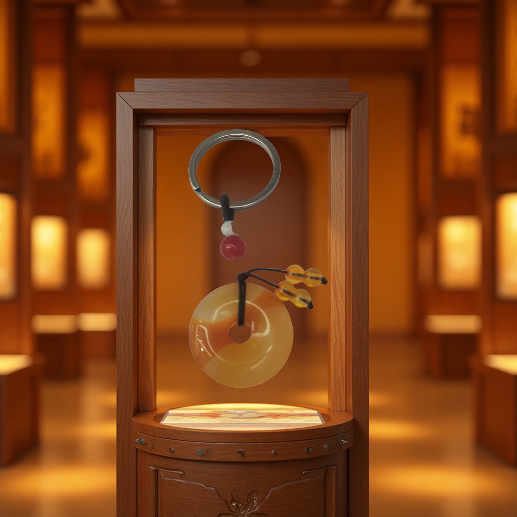 玛瑙平安扣钥匙扣细节图