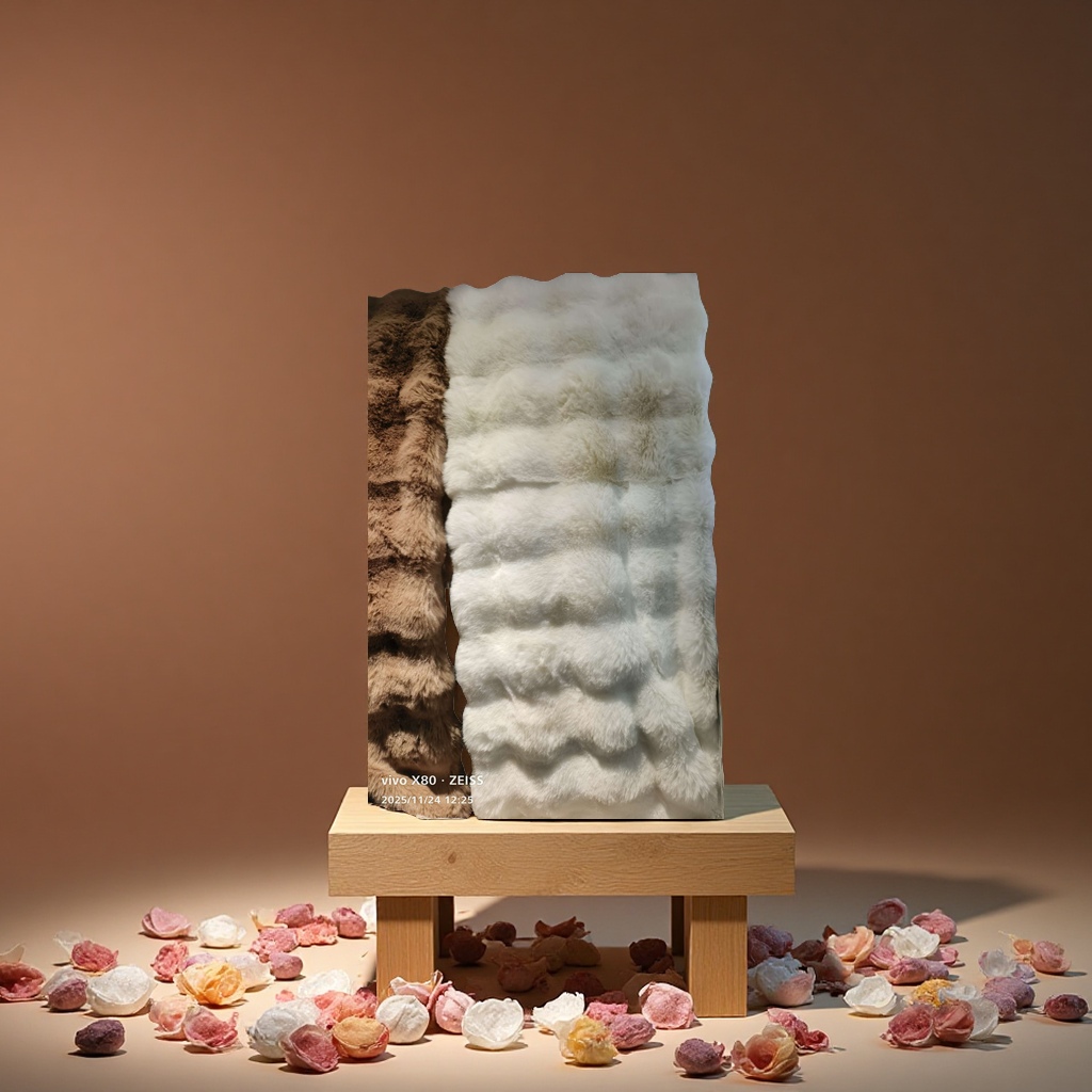 The small rabbit fur popo fabric is soft and comfortable, suitable for pajamas, carpets, bedding and home decoration, with multiple uses details Picture