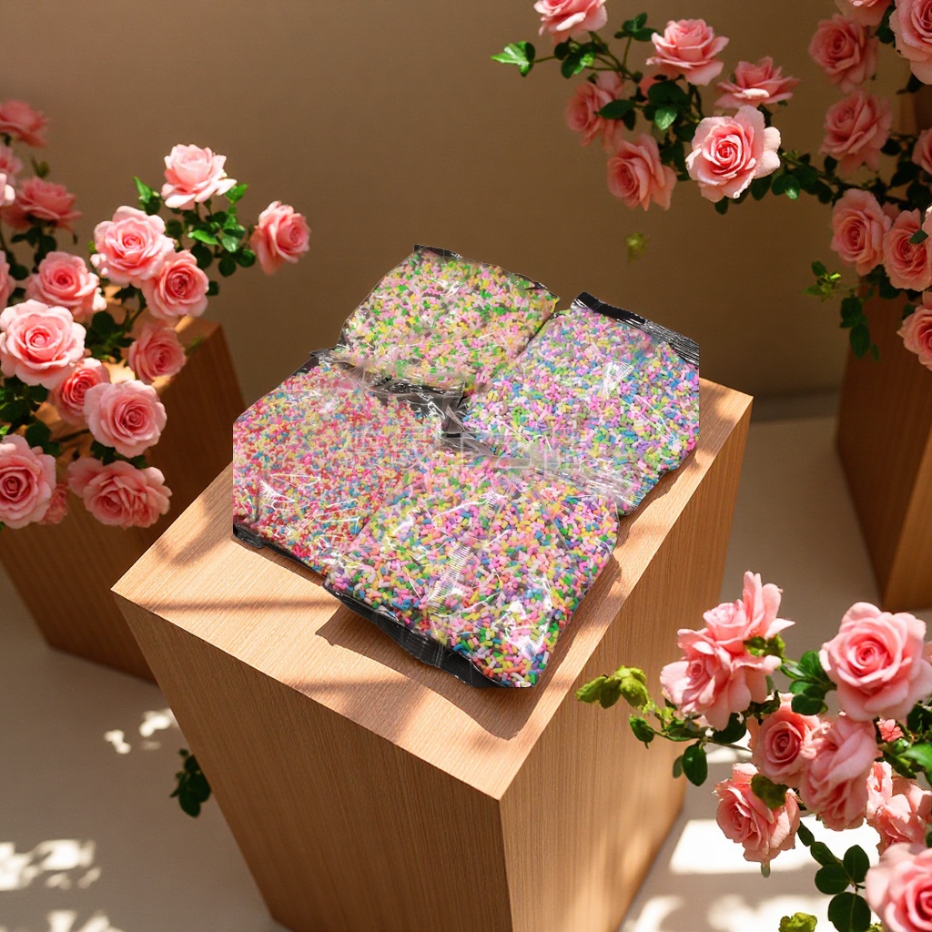 Soft clay candy granules 100g bag, chocolate thread, food play cake, nail art, DIY toy accessories, candy gift box, festive supplies Specification image