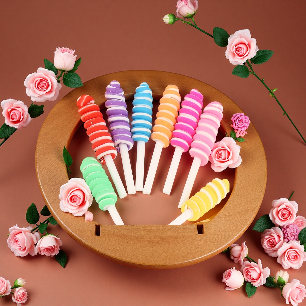 软陶卷卷棒棒糖奶油手机壳材料创意文具盒diy装饰配件软陶配件来样定做饰品配件