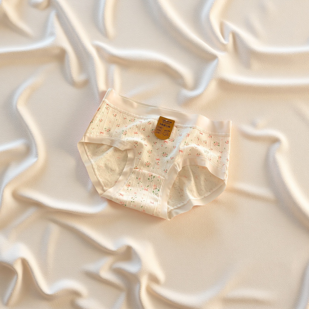 女士三角内裤7A全裤婴儿棉抗菌A类中腰透气无痕碎花少女舒适款