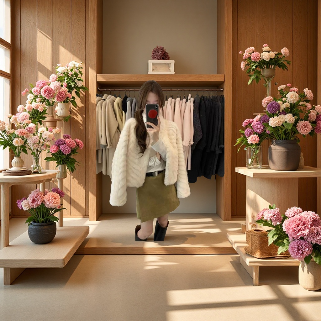 美女仿皮草时尚保暖外套女秋冬百搭仿皮毛一体轻奢潮流女装