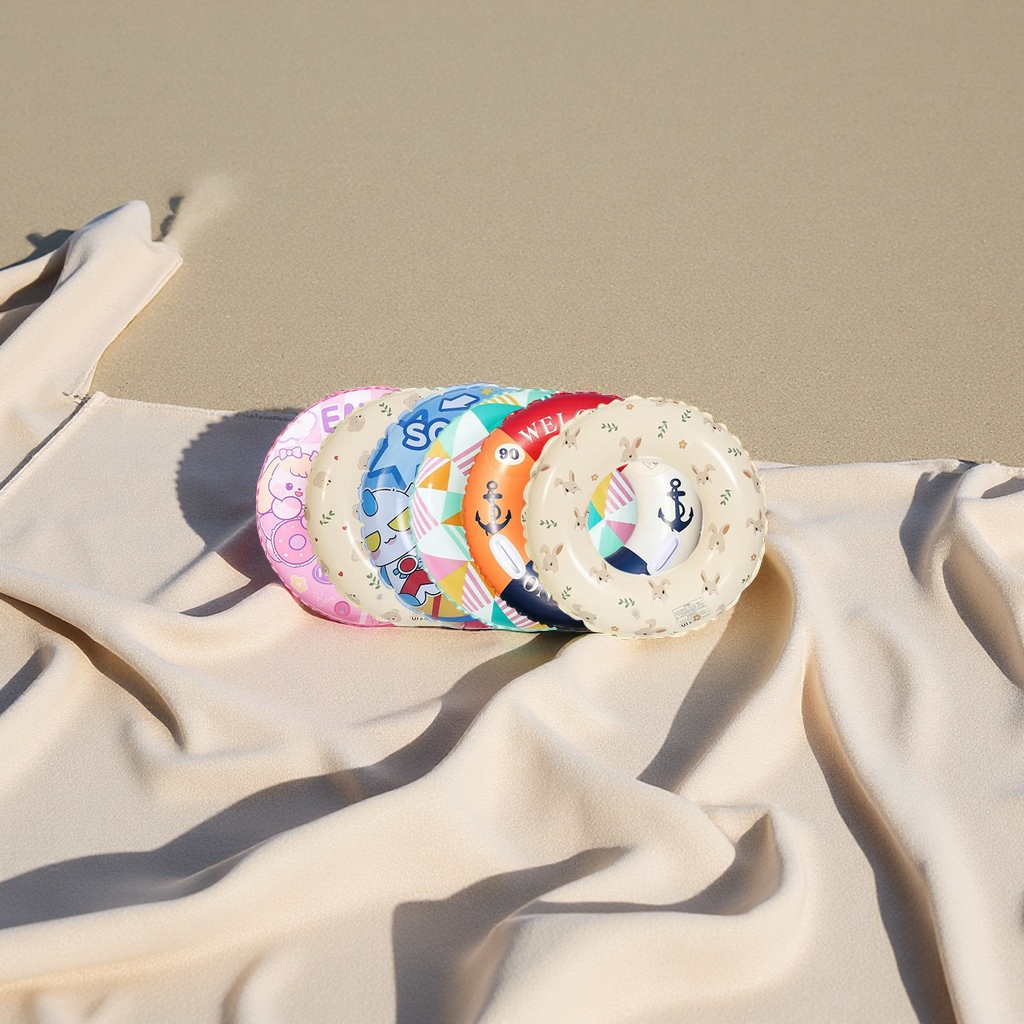 跨境热款厂家直销批发ins加厚成人游泳圈复古亮片印花把手腋下圈救生圈充气圈