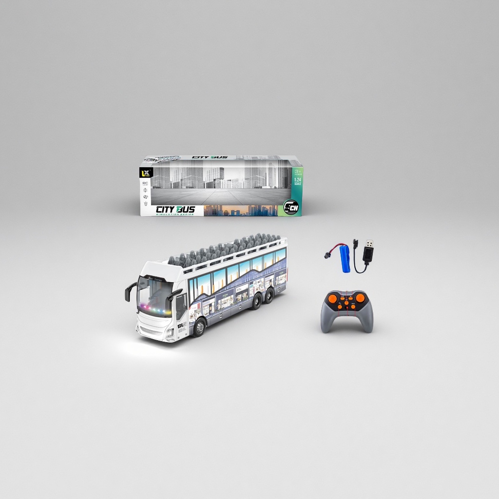 九通遥控巴士双层灯光声音1比24比例4GHz无线控制包电儿童玩具玩具儿童玩具遥控车遥控车玩具