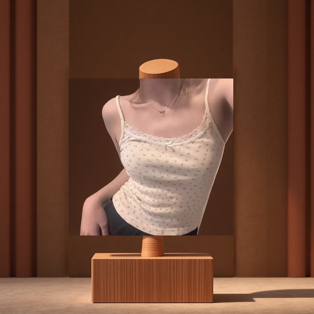 BM风碎花吊带背心女带胸垫一体式美背韩版纯欲人棉内搭外穿大码女装