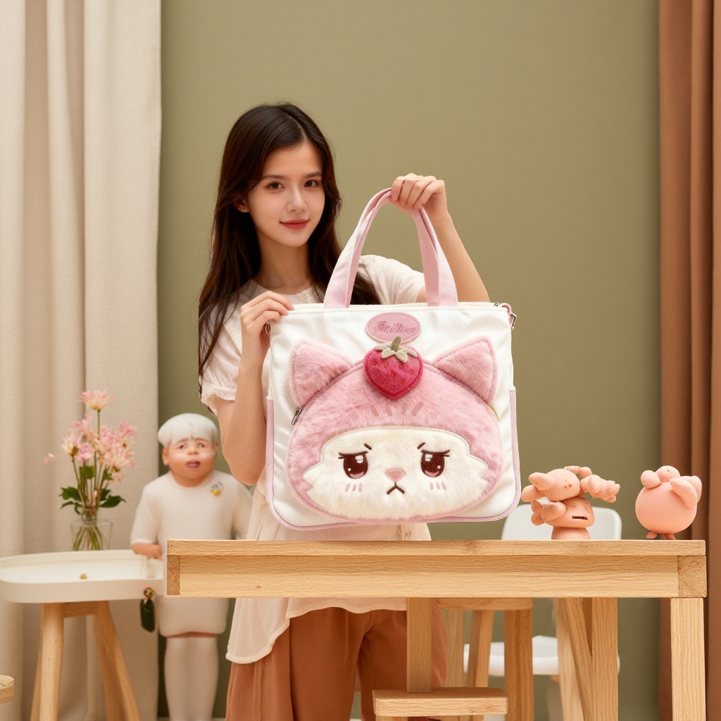 Rongli Rongli cute crossbody Bag, large capacity single-shoulder tote handbag, Mommy bag, Multi-functional makeup bag, student class tutorial bag details Picture