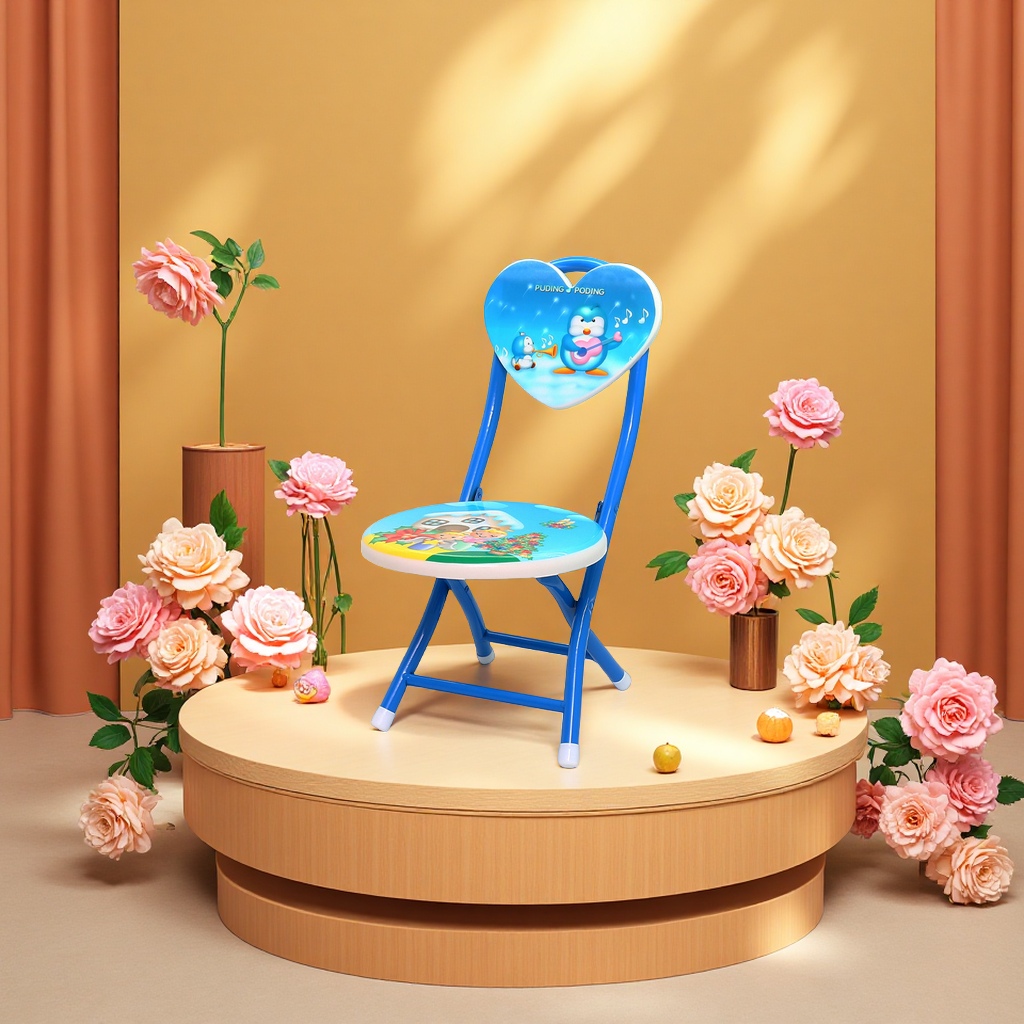 滑轮矮凳多功能办公职工椅折叠月亮造型靠背休闲椅子简约实用