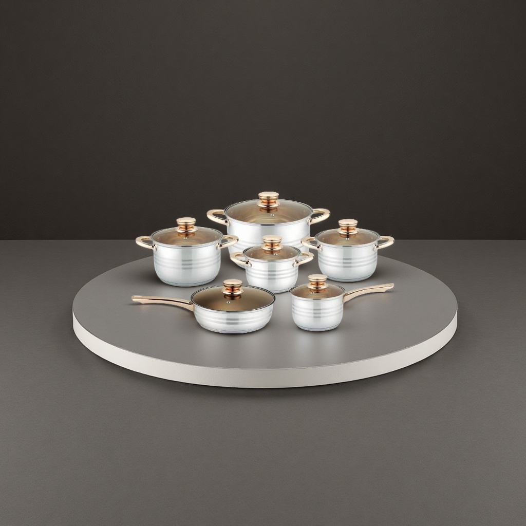 乐福不锈钢锅具12件套不锈钢套锅