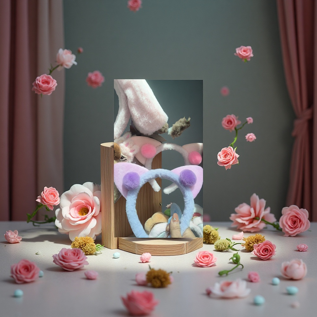 韩版拼接发箍女士兔子小花双头猫发夹珍珠发箍时尚简约发饰头饰百搭发饰品洗脸运动休闲时尚不勒头新款好看女生喜欢厂家直销