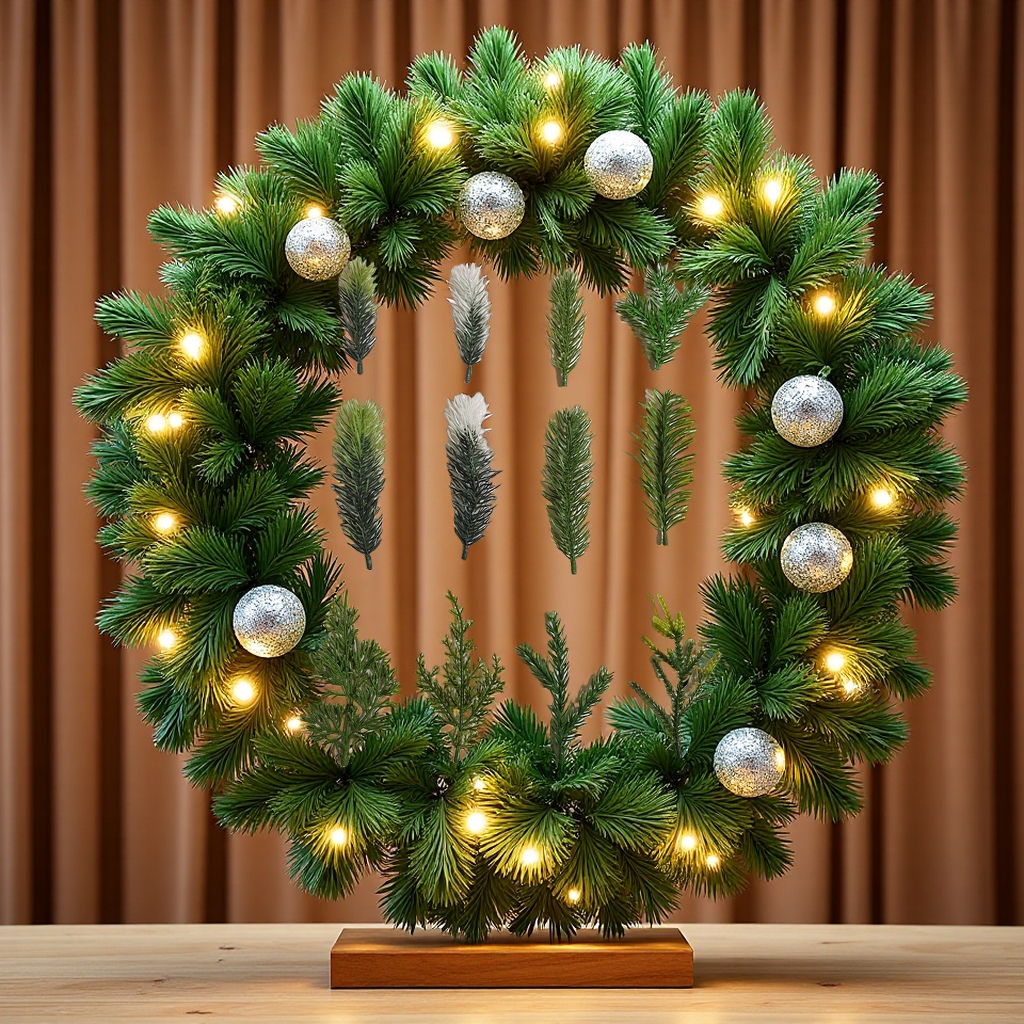 仿真松针圣诞节气氛布置绿植圣诞花环水草摆饰装饰配件人造PE松枝办公文化园艺植物配件