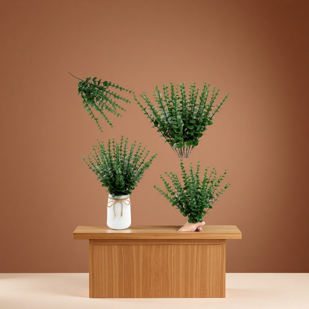 尤加利叶仿真绿植单支婚庆家居装饰假花配件桉树叶园艺摆件批发详情图2