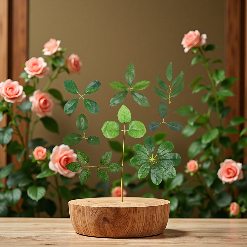 仿真榕树叶绿化工程DIY人造假树叶手工花玫瑰叶玉兰树叶配件批发办公园艺仿真枝叶